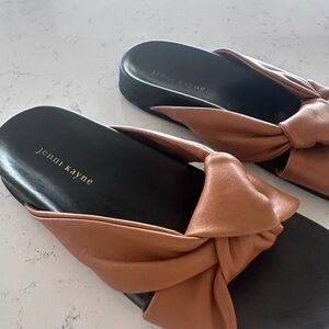 Jenni Kayne Brown Knotted Leather Slide Mules